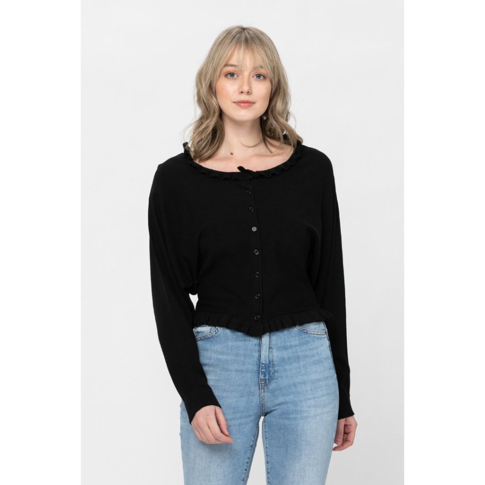 Black Button Sweater Top